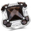 7.43 Carat Smoky Quartz & White Topaz Sterling Silver Ring