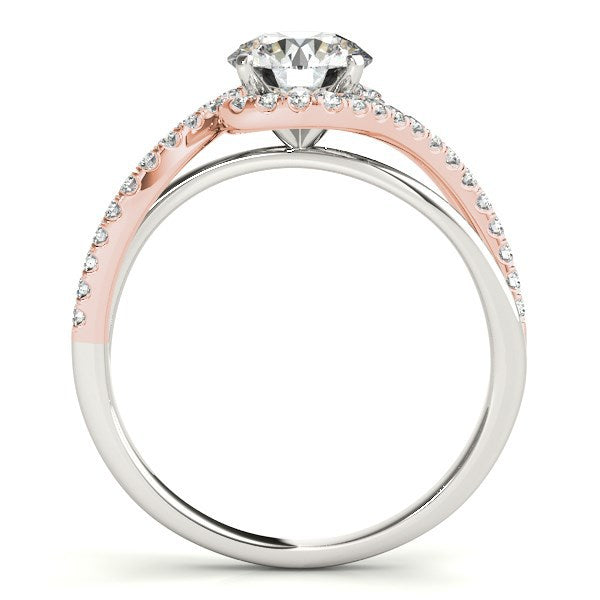 14k White and Rose Gold Bypass Band Diamond Engagement Ring
