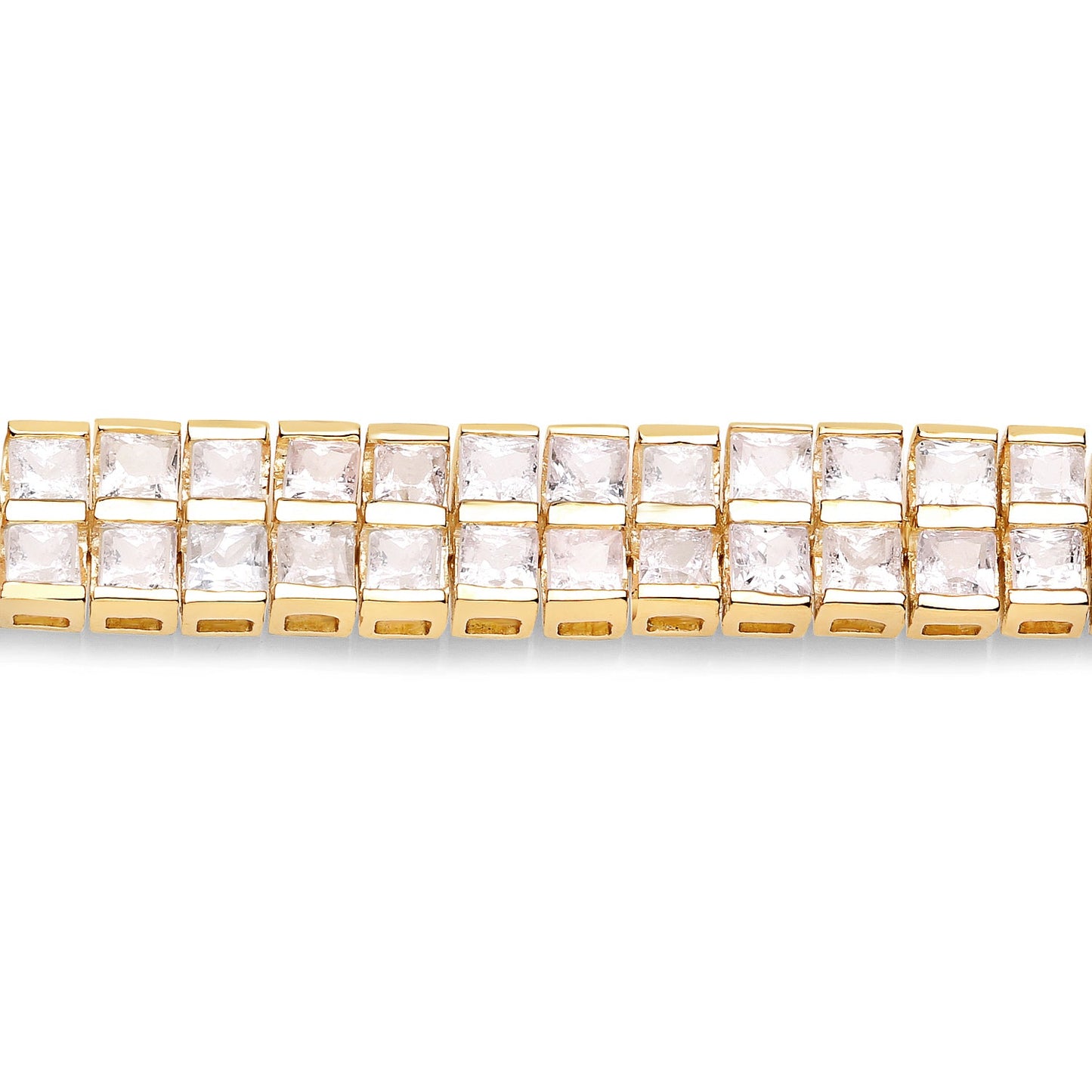 Bracelet en saphir bleu et saphir blanc plaqué or jaune 14K