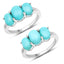 Anillo de Plata Esterlina de 2.97 Quilates con Turquesa y Circonita Blanca