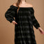 Off-Shoulder Velvet Mini Dress with Balloon Sleeves
