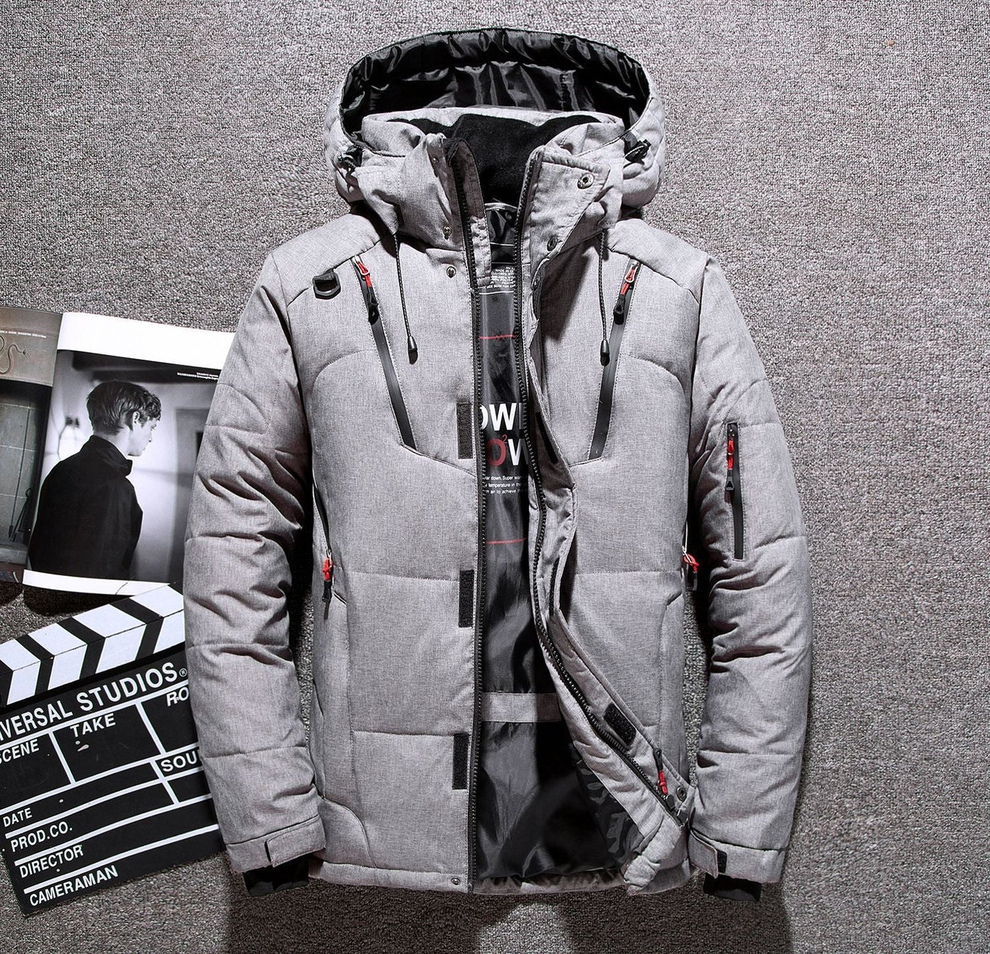 Premium Hooded Men's Black Parka Coat