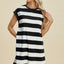 Vestido Mini de Manga Corta a Rayas Chic para Mujeres