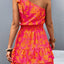 Pink Smocked Printed Single Shoulder Dress