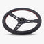 The Daytona Steering Wheel | Black Leather with Red Stitching - Korvel