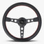 The Daytona Steering Wheel | Black Leather with Red Stitching - Korvel