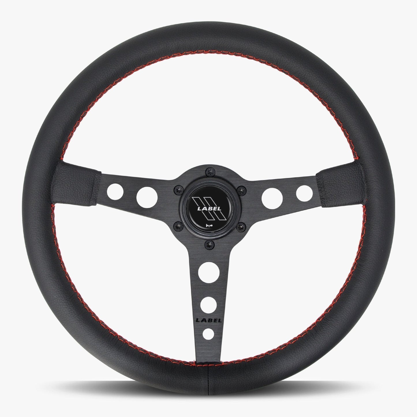 The Daytona Steering Wheel | Black Leather with Red Stitching - Korvel