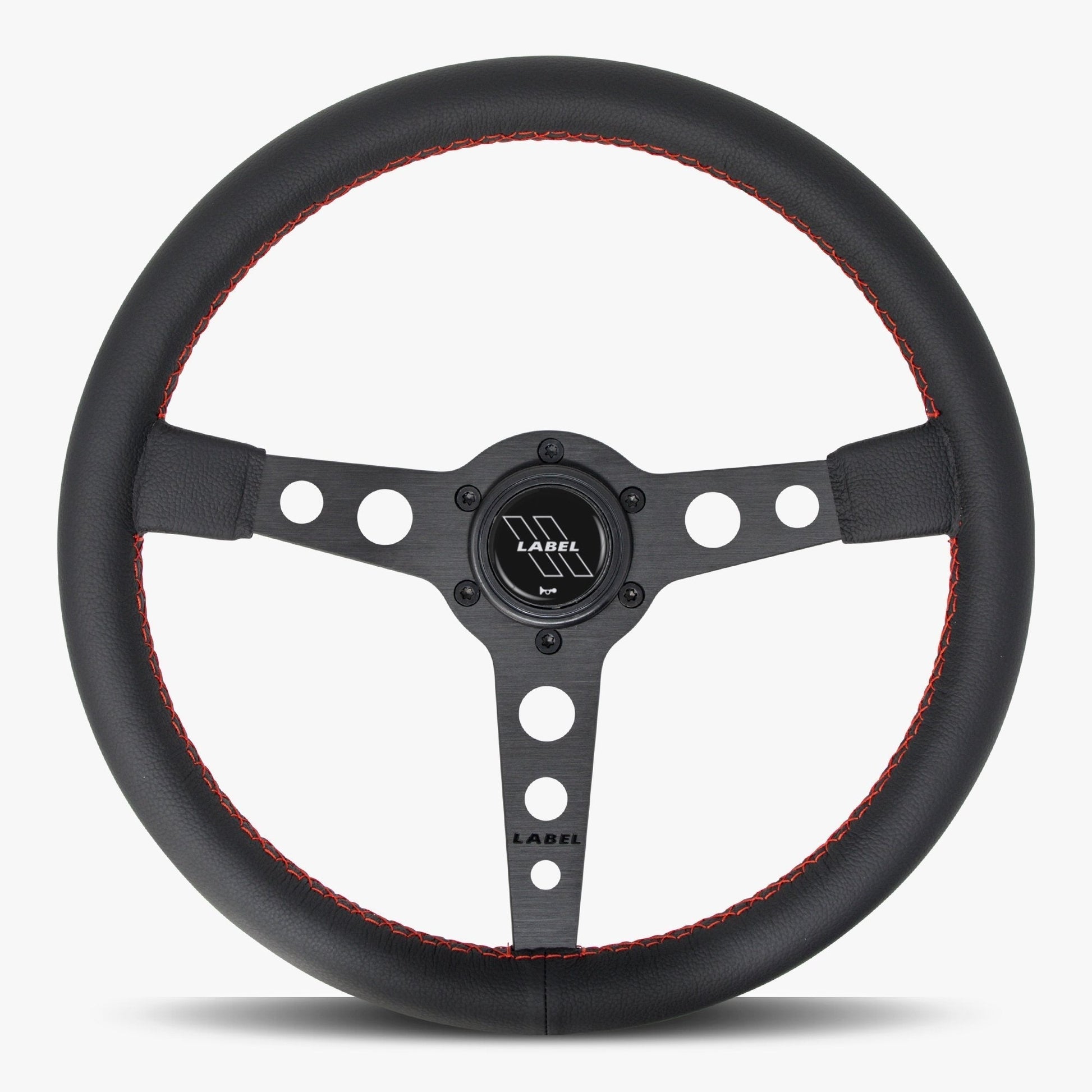 The Daytona Steering Wheel | Black Leather with Red Stitching - Korvel