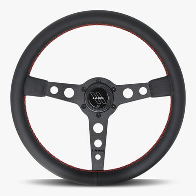 The Daytona Steering Wheel | Black Leather with Red Stitching - Korvel