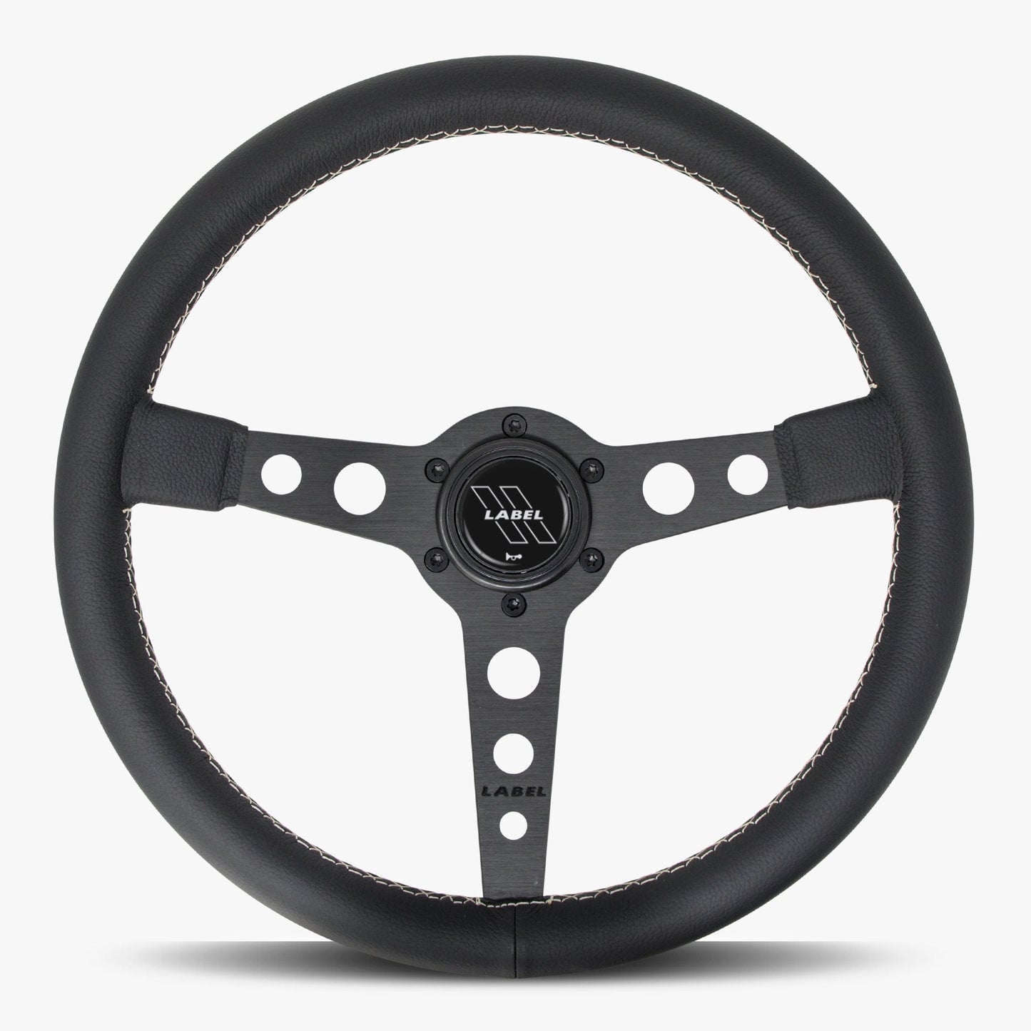 The Daytona Steering Wheel | Premium Black Leather & White Stitching - Korvel