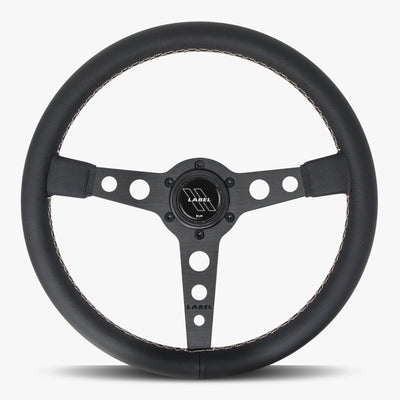 The Daytona Steering Wheel | Premium Black Leather & White Stitching - Korvel