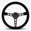 The Daytona Steering Wheel | Black Alcantara with Red Stitching - Korvel