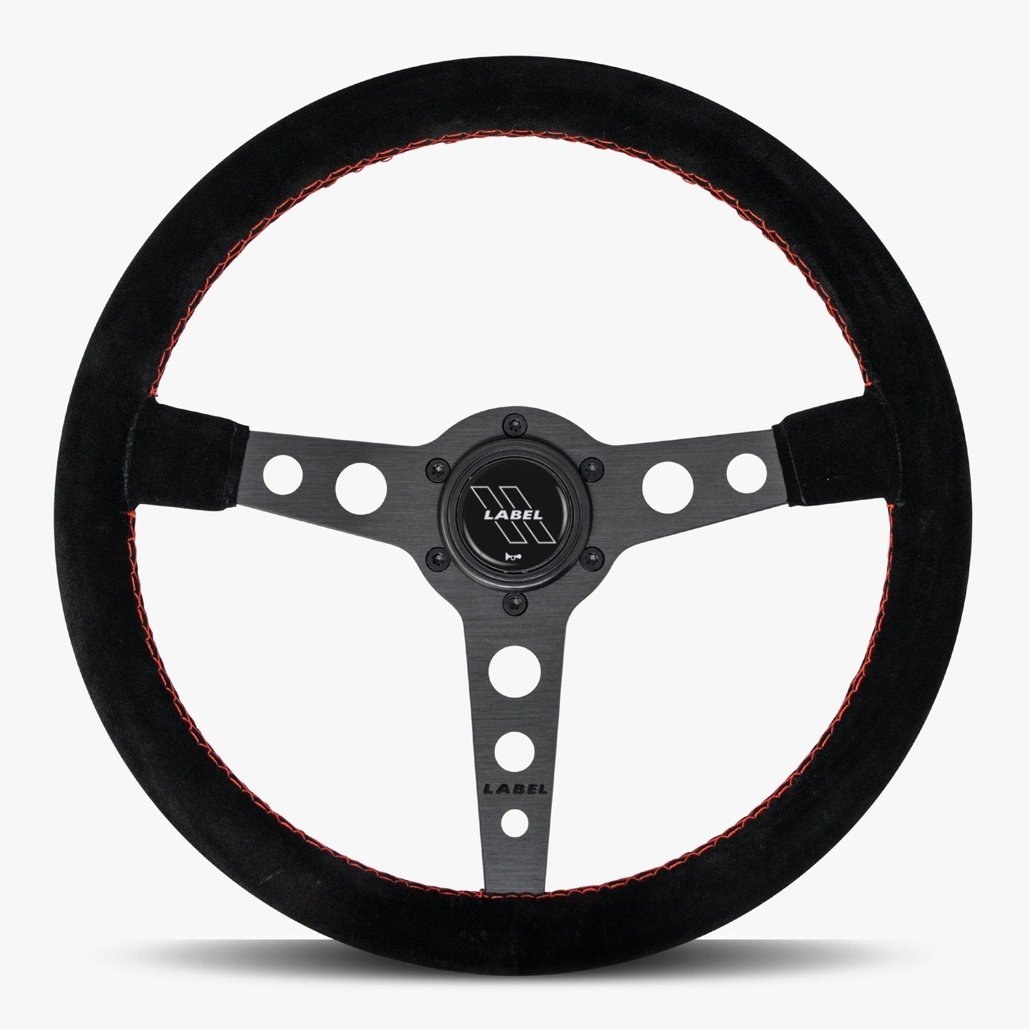 The Daytona Steering Wheel | Black Alcantara with Red Stitching - Korvel