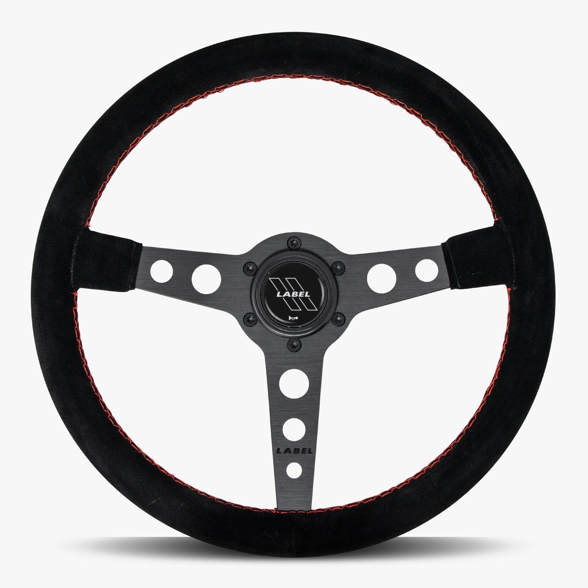 The Daytona Steering Wheel | Black Alcantara with Red Stitching - Korvel