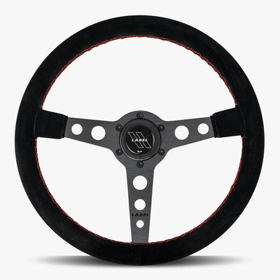 The Daytona Steering Wheel | Black Alcantara with Red Stitching - Korvel