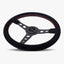 The Daytona Steering Wheel | Black Alcantara with Red Stitching - Korvel