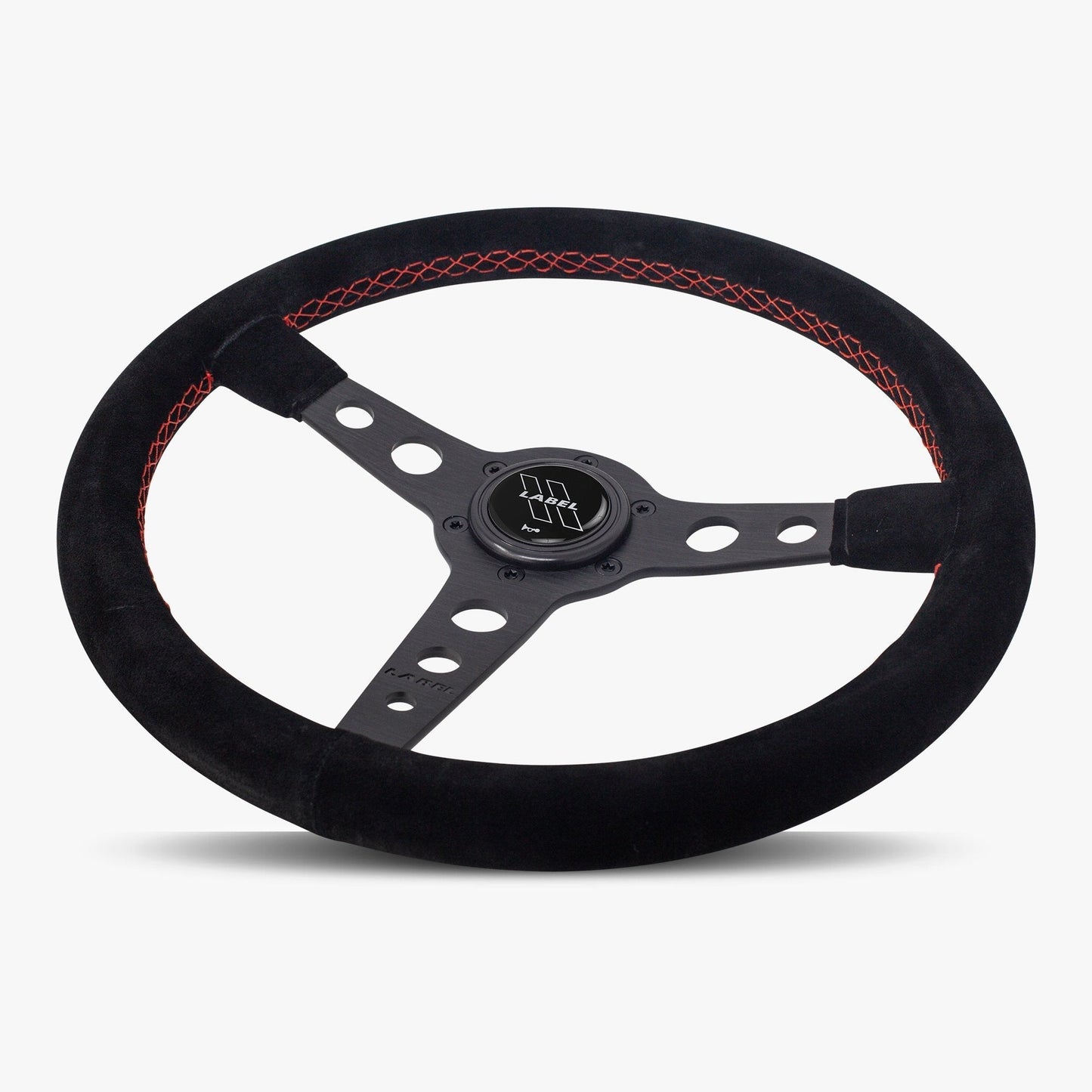The Daytona Steering Wheel | Black Alcantara with Red Stitching - Korvel