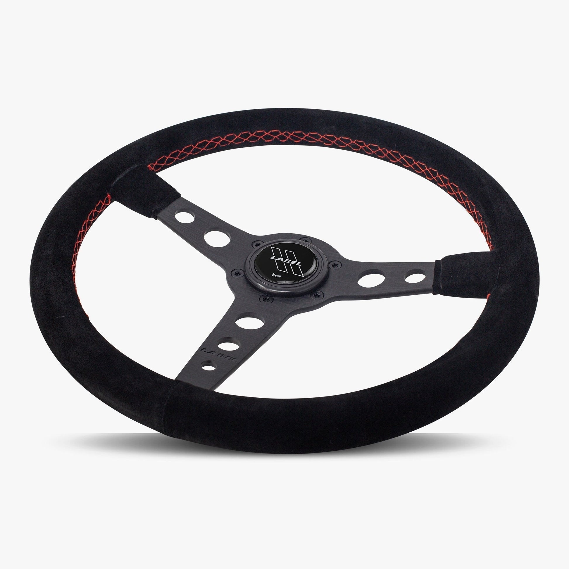 The Daytona Steering Wheel | Black Alcantara with Red Stitching - Korvel