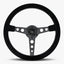 The Daytona Steering Wheel | Black Alcantara & White Stitching - Korvel