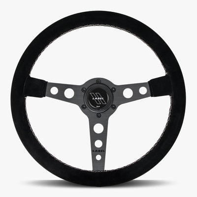 The Daytona Steering Wheel | Black Alcantara & White Stitching - Korvel