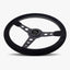 The Daytona Steering Wheel | Black Alcantara & White Stitching - Korvel