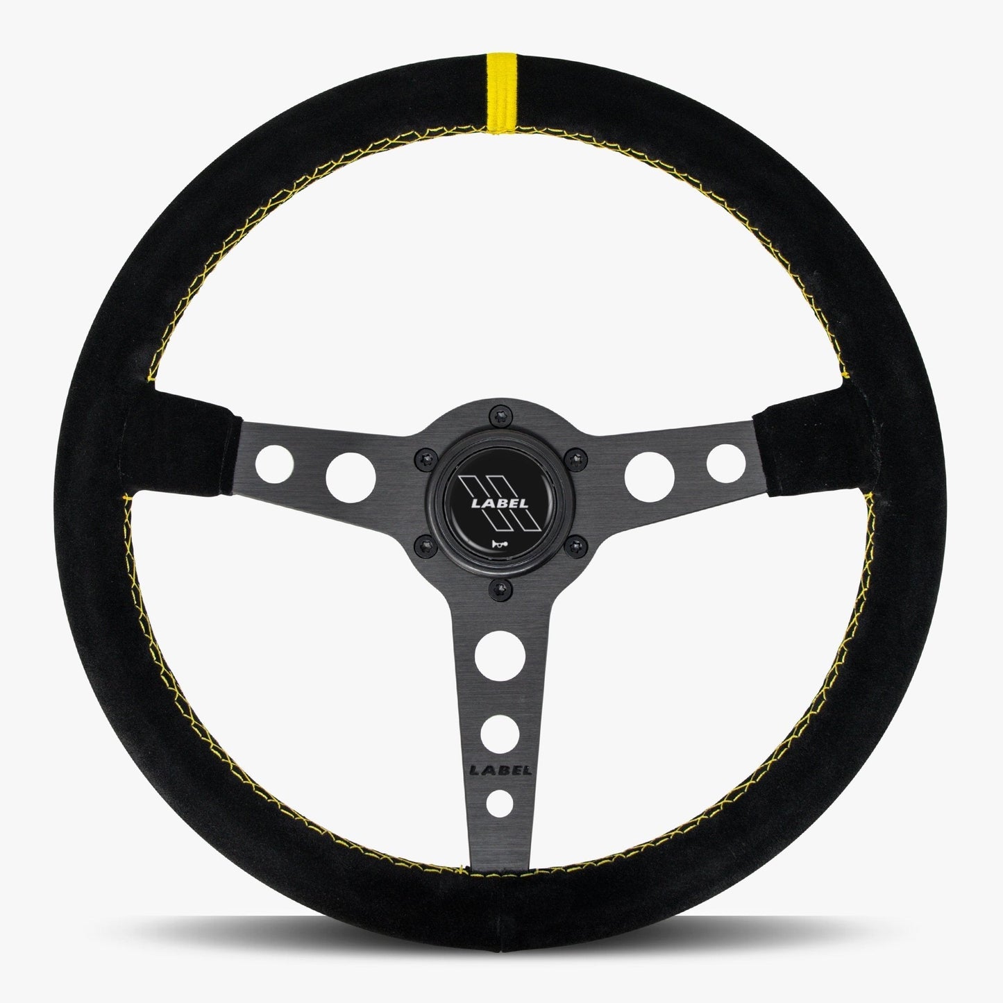 The Daytona Steering Wheel | Black Alcantara with Yellow Stitching - Korvel