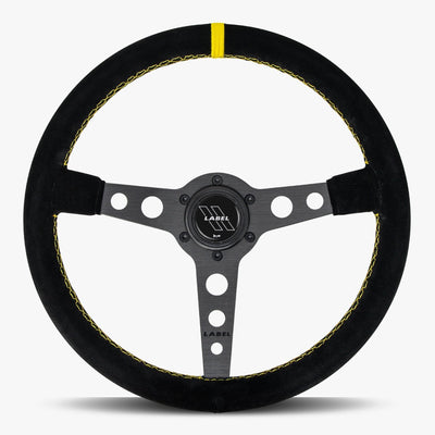 The Daytona Steering Wheel | Black Alcantara with Yellow Stitching - Korvel