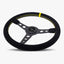 The Daytona Steering Wheel | Black Alcantara with Yellow Stitching - Korvel