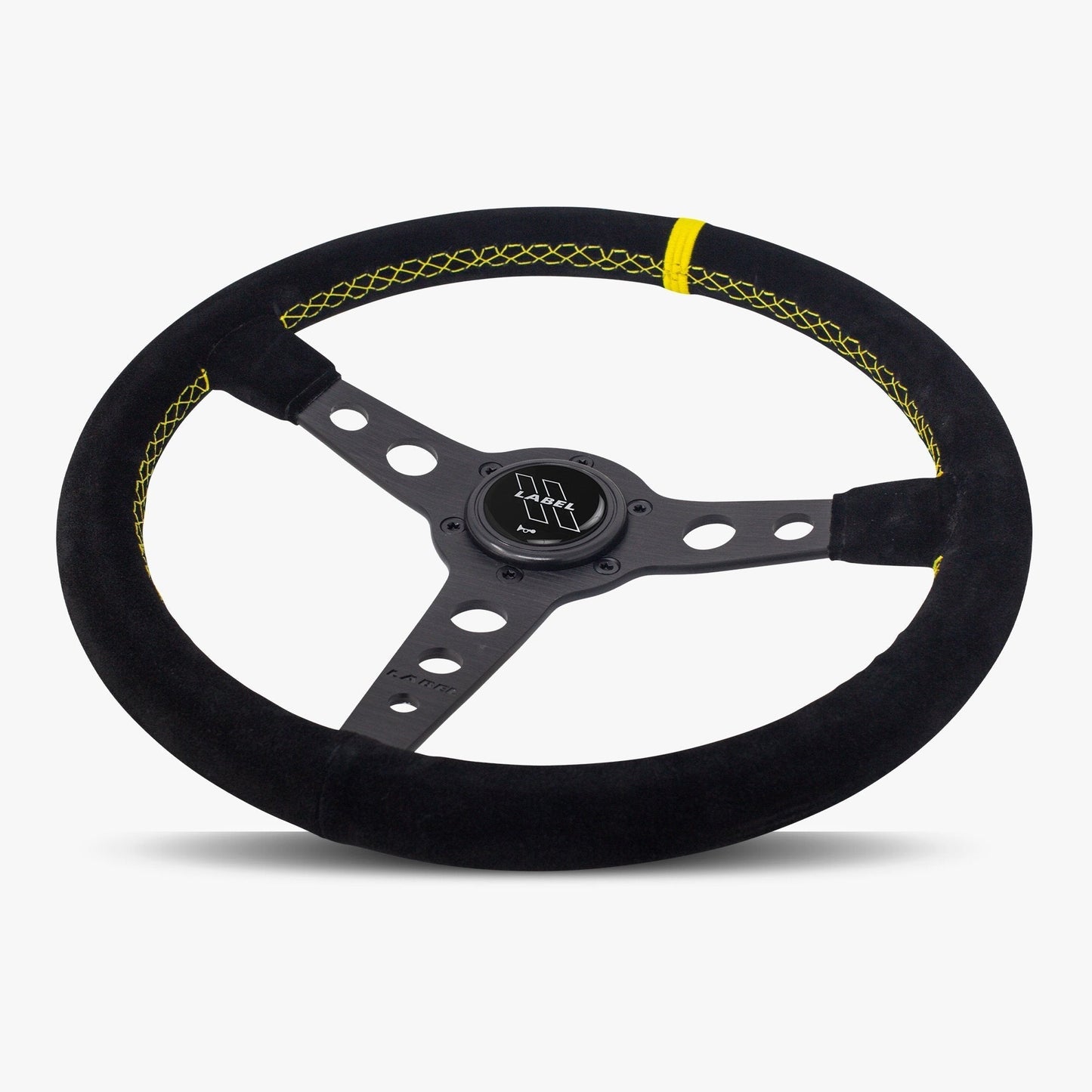 The Daytona Steering Wheel | Black Alcantara with Yellow Stitching - Korvel
