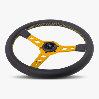 The Daytona Steering Wheel | Luxurious Black Leather with Gold Accents - Korvel