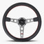 The Daytona Steering Wheel | Black Leather | Graphite Spokes | Red Stitching - Korvel