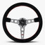 The Daytona Steering Wheel | Black Alcantara with Graphite Spokes & Red Stitching - Korvel