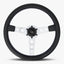 The Daytona Steering Wheel | Black Leather & Silver Spokes | Bavarian Stitch Design - Korvel