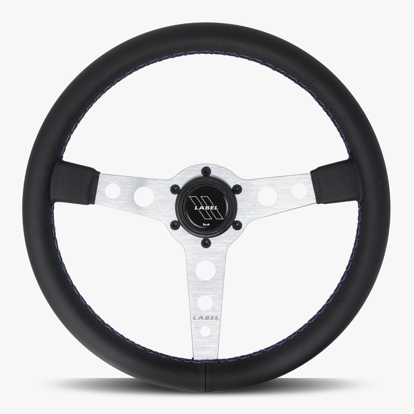 The Daytona Steering Wheel | Black Leather & Silver Spokes | Bavarian Stitch Design - Korvel