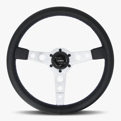 The Daytona Steering Wheel | Black Leather & Silver Spokes | Bavarian Stitch Design - Korvel
