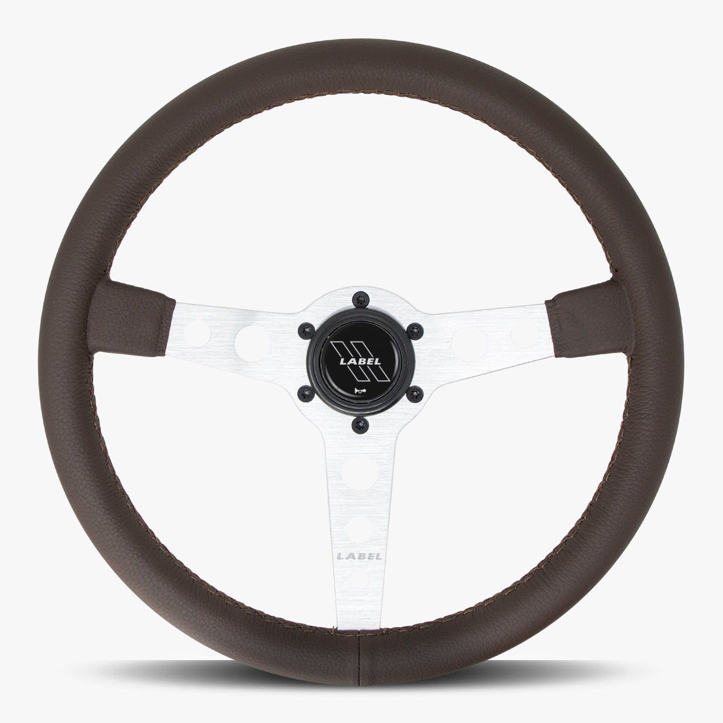The Daytona Steering Wheel | Luxurious Nappa Brown Leather | Silver Anodized Spokes - Korvel