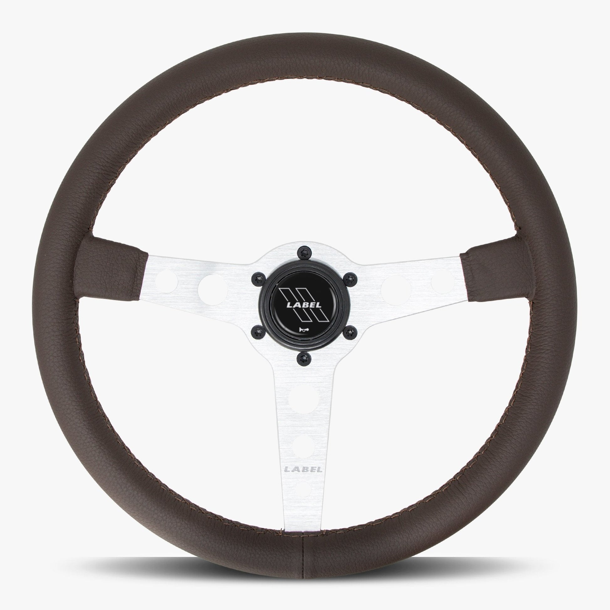 The Daytona Steering Wheel | Luxurious Nappa Brown Leather | Silver Anodized Spokes - Korvel