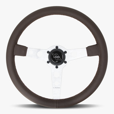 The Daytona Steering Wheel | Luxurious Nappa Brown Leather | Silver Anodized Spokes - Korvel
