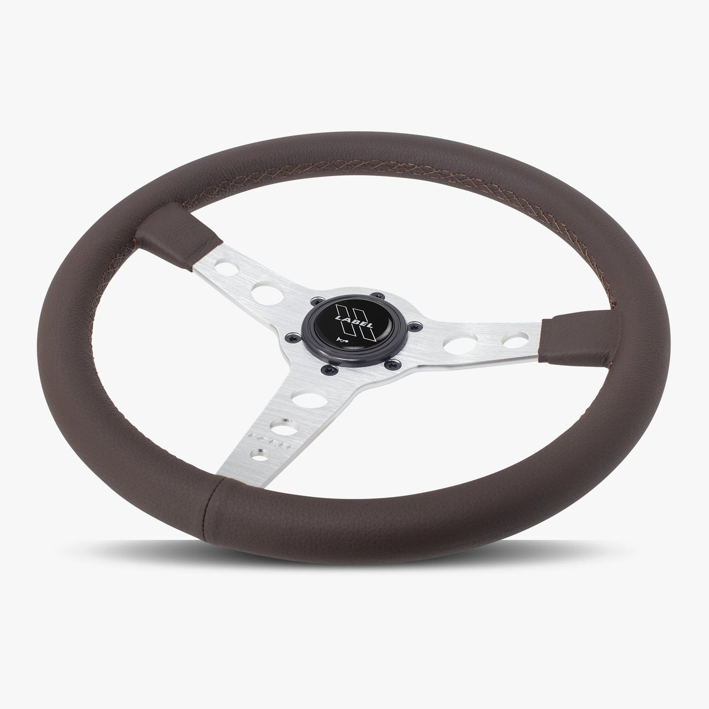 The Daytona Steering Wheel | Luxurious Nappa Brown Leather | Silver Anodized Spokes - Korvel