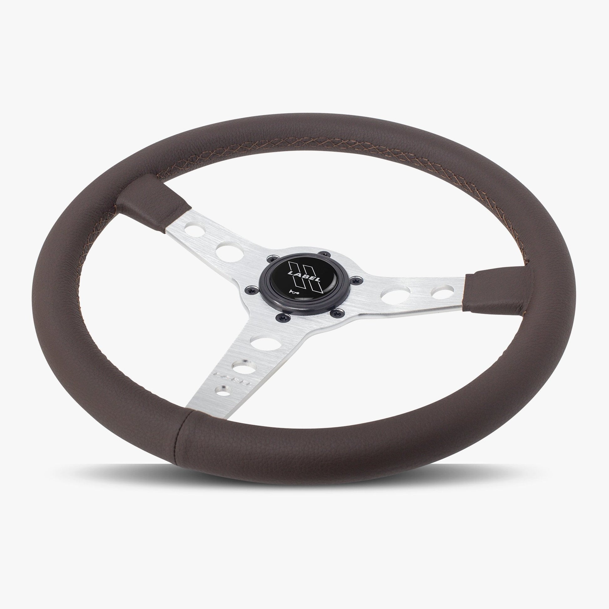 The Daytona Steering Wheel | Luxurious Nappa Brown Leather | Silver Anodized Spokes - Korvel