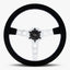 The Daytona Steering Wheel | Black Alcantara & Silver Spokes | Bavarian Stitch Design - Korvel