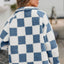 Chaqueta de Teddy de Manga Larga con Botones y Diseño a Cuadros Elegante
