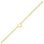 14k Yellow Gold Double Rolo Chain Anklet with Open Heart Station