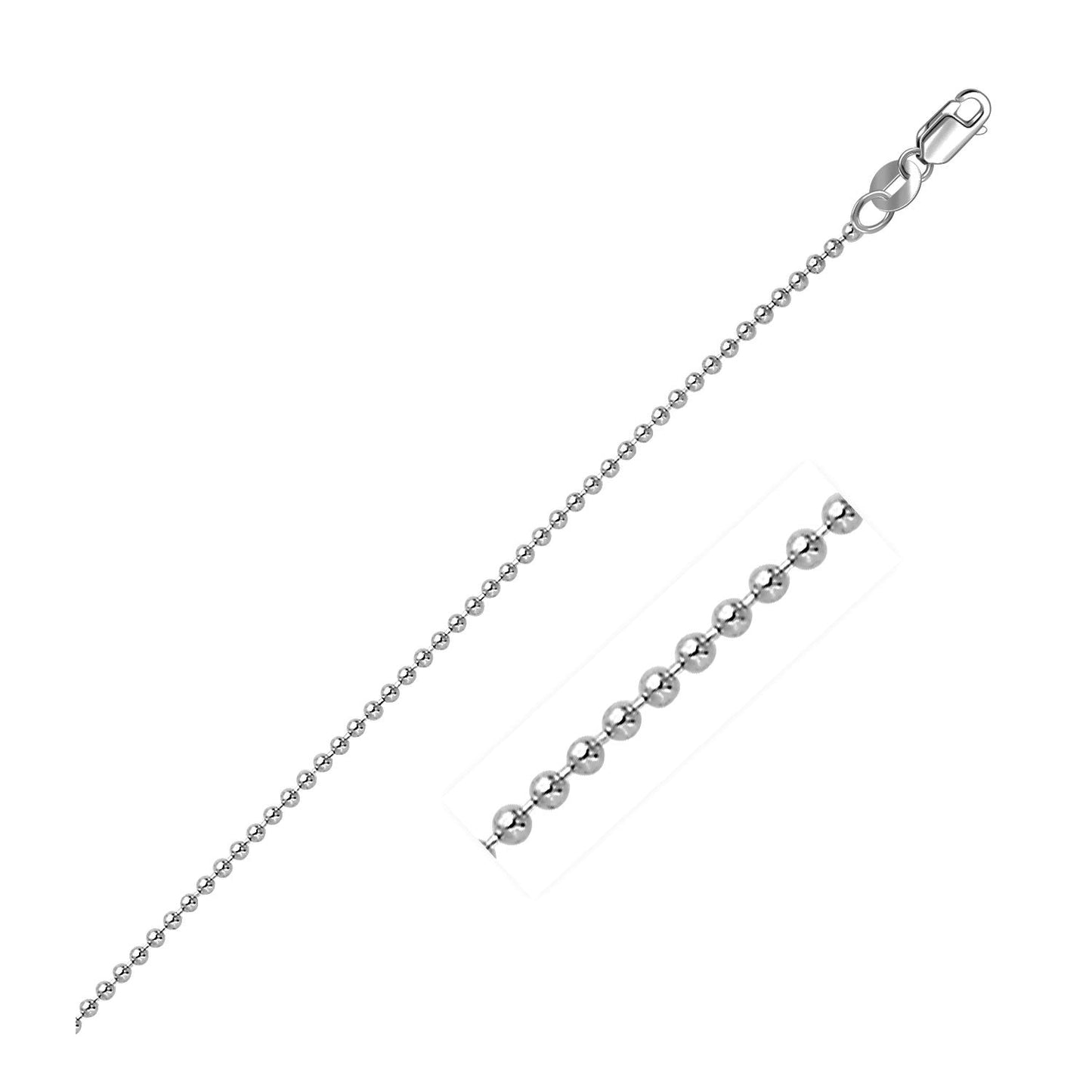 Cadena de Perlas de Oro Blanco de 14k - 1.5mm