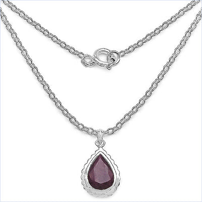 14.10 Carat Genuine Ruby Teardrop Pendant in Sterling Silver