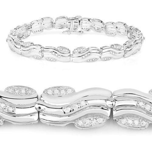 0.84 Carat Genuine White Diamond Sterling Silver Bracelet