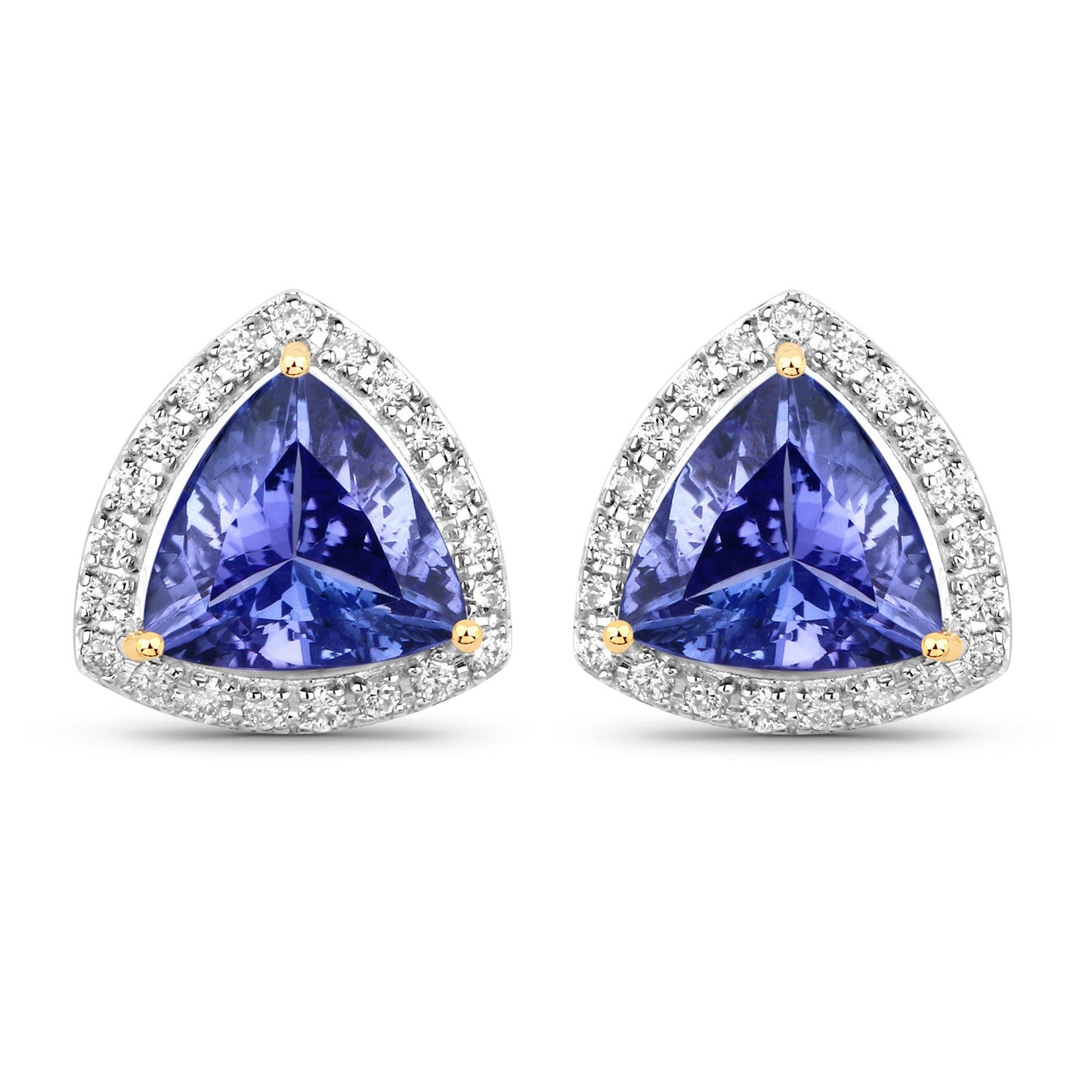 Boucles d'oreilles en tanzanite véritable de 3,82 carats et diamants blancs en or 14K