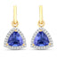 3.86 Carat Genuine Tanzanite and Diamond 14K Yellow Gold Earrings