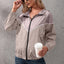 Women's Hooded Waterproof Jacket in Khaki, Blue, and Wine Red