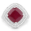 Bague en argent sterling avec rubis rempli de verre de 5,86 carats et topaze blanche